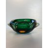 BOWL SVOTATASCHE VETRO Murano LOBATO SOMMERSO VERDE AMBRA ø 17cm
