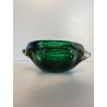 BOWL SVOTATASCHE VETRO Murano LOBATO SOMMERSO VERDE AMBRA ø 17cm