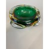BOWL SVOTATASCHE VETRO Murano LOBATO SOMMERSO VERDE AMBRA ø 17cm