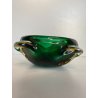 BOWL SVOTATASCHE VETRO Murano LOBATO SOMMERSO VERDE AMBRA ø 17cm