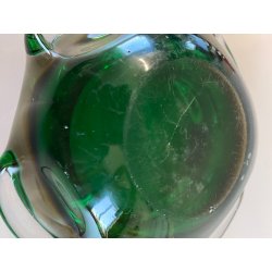 BOWL SVOTATASCHE VETRO Murano LOBATO SOMMERSO VERDE AMBRA ø 17cm