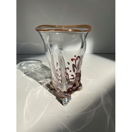 PICCOLO VASO VETRO BOHEMIA Loetz  DECORO IRIDESCENTE PASTA DI VETRO ART NOUVEAU