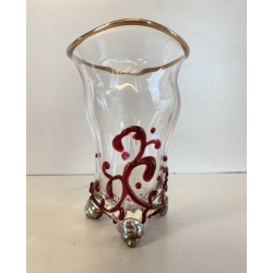 PICCOLO VASO VETRO BOHEMIA Loetz  DECORO IRIDESCENTE PASTA DI VETRO ART NOUVEAU