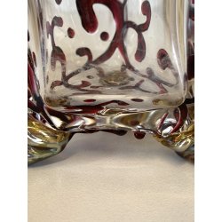 PICCOLO VASO VETRO BOHEMIA Loetz  DECORO IRIDESCENTE PASTA DI VETRO ART NOUVEAU