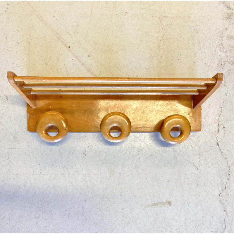 APPENDIABITI PARETE DESIGN LEGNO ATTACCAPANNI con CAPPELLIERA MIDCENTURY ITALY