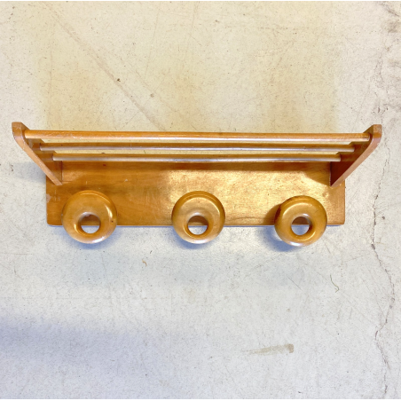 APPENDIABITI PARETE DESIGN LEGNO ATTACCAPANNI con CAPPELLIERA MIDCENTURY ITALY