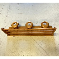 APPENDIABITI PARETE DESIGN LEGNO ATTACCAPANNI con CAPPELLIERA MIDCENTURY ITALY
