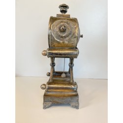 OROLOGIO a PENDOLO DA CAMINO METALLO ARGENTATO NON funziona CLOCK 34cm/h XIX sec