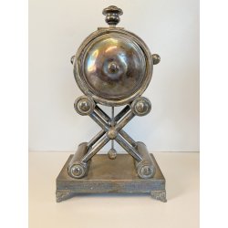 OROLOGIO a PENDOLO DA CAMINO METALLO ARGENTATO NON funziona CLOCK 34cm/h XIX sec