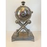 OROLOGIO a PENDOLO DA CAMINO METALLO ARGENTATO NON funziona CLOCK 34cm/h XIX sec