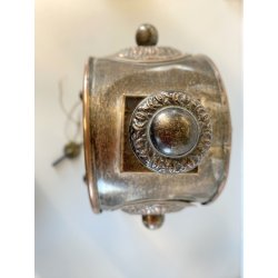 OROLOGIO a PENDOLO DA CAMINO METALLO ARGENTATO NON funziona CLOCK 34cm/h XIX sec