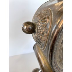 OROLOGIO a PENDOLO DA CAMINO METALLO ARGENTATO NON funziona CLOCK 34cm/h XIX sec