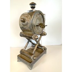 OROLOGIO a PENDOLO DA CAMINO METALLO ARGENTATO NON funziona CLOCK 34cm/h XIX sec