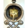 OROLOGIO a PENDOLO DA CAMINO METALLO ARGENTATO NON funziona CLOCK 34cm/h XIX sec