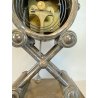 OROLOGIO a PENDOLO DA CAMINO METALLO ARGENTATO NON funziona CLOCK 34cm/h XIX sec
