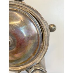 OROLOGIO a PENDOLO DA CAMINO METALLO ARGENTATO NON funziona CLOCK 34cm/h XIX sec