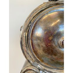 OROLOGIO a PENDOLO DA CAMINO METALLO ARGENTATO NON funziona CLOCK 34cm/h XIX sec