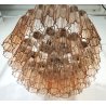 LAMPADARIO TRONCHI CANNE VETRO Murano Rosa Attr. VENINI anni 60 GLASS CHANDELIER