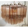 LAMPADARIO TRONCHI CANNE VETRO Murano Rosa Attr. VENINI anni 60 GLASS CHANDELIER