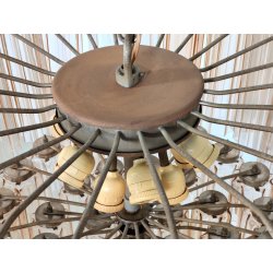 LAMPADARIO TRONCHI CANNE VETRO Murano Rosa Attr. VENINI anni 60 GLASS CHANDELIER