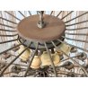 LAMPADARIO TRONCHI CANNE VETRO Murano Rosa Attr. VENINI anni 60 GLASS CHANDELIER