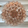 LAMPADARIO TRONCHI CANNE VETRO Murano Rosa Attr. VENINI anni 60 GLASS CHANDELIER
