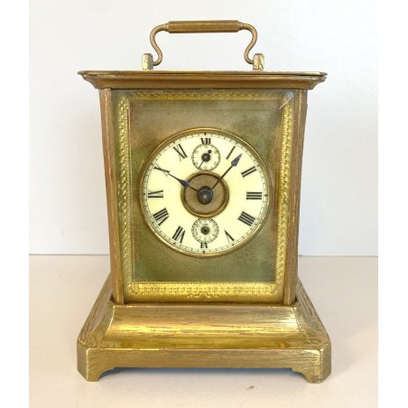 ANTICO OROLOGIO PENDOLA DA VIAGGIO OFFICIER OTTONE VETRO PRIMO '900 NON funziona