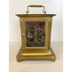 ANTICO OROLOGIO PENDOLA DA VIAGGIO OFFICIER OTTONE VETRO PRIMO '900 NON funziona