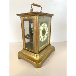 ANTICO OROLOGIO PENDOLA DA VIAGGIO OFFICIER OTTONE VETRO PRIMO '900 NON funziona