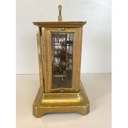 ANTICO OROLOGIO PENDOLA DA VIAGGIO OFFICIER OTTONE VETRO PRIMO '900 NON funziona