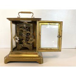ANTICO OROLOGIO PENDOLA DA VIAGGIO OFFICIER OTTONE VETRO PRIMO '900 NON funziona