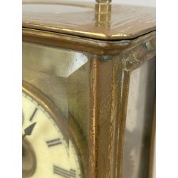 ANTICO OROLOGIO PENDOLA DA VIAGGIO OFFICIER OTTONE VETRO PRIMO '900 NON funziona