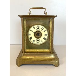 ANTICO OROLOGIO PENDOLA DA VIAGGIO OFFICIER OTTONE VETRO PRIMO '900 NON funziona