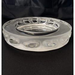 SVUOTATASCHE VINTAGE VETRO TRASPARENTE FROSTED STUDIO GLASS BOWL  ø 18 cm '70s