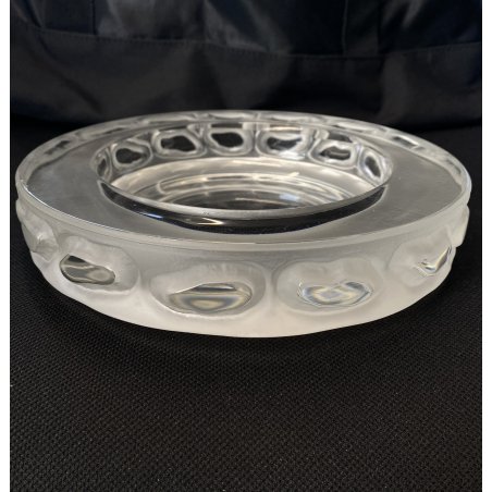 SVUOTATASCHE VINTAGE VETRO TRASPARENTE FROSTED STUDIO GLASS BOWL  ø 18 cm '70s