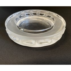 SVUOTATASCHE VINTAGE VETRO TRASPARENTE FROSTED STUDIO GLASS BOWL  ø 18 cm '70s