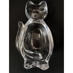 FIGURA CRISTALLO Vannes Art CRYSTAL CAT FIGURINE SOAP DISH BOWL