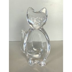 FIGURA CRISTALLO Vannes Art CRYSTAL CAT FIGURINE SOAP DISH BOWL