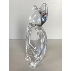 FIGURA CRISTALLO Vannes Art CRYSTAL CAT FIGURINE SOAP DISH BOWL