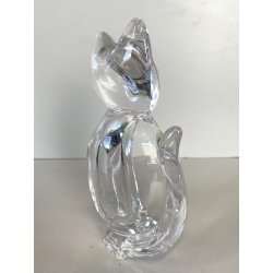 FIGURA CRISTALLO Vannes Art CRYSTAL CAT FIGURINE SOAP DISH BOWL