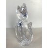 FIGURA CRISTALLO Vannes Art CRYSTAL CAT FIGURINE SOAP DISH BOWL