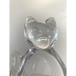 FIGURA CRISTALLO Vannes Art CRYSTAL CAT FIGURINE SOAP DISH BOWL