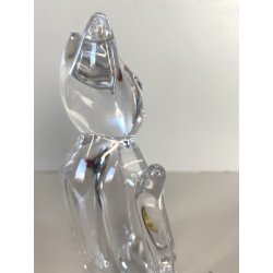 FIGURA CRISTALLO Vannes Art CRYSTAL CAT FIGURINE SOAP DISH BOWL