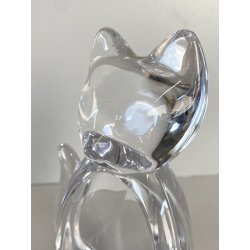 FIGURA CRISTALLO Vannes Art CRYSTAL CAT FIGURINE SOAP DISH BOWL