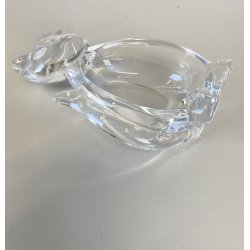 FIGURA CRISTALLO Vannes Art CRYSTAL CAT FIGURINE SOAP DISH BOWL