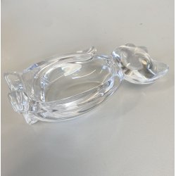 FIGURA CRISTALLO Vannes Art CRYSTAL CAT FIGURINE SOAP DISH BOWL
