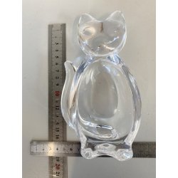 FIGURA CRISTALLO Vannes Art CRYSTAL CAT FIGURINE SOAP DISH BOWL