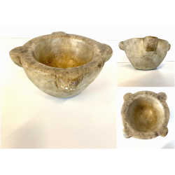 ANTICO MORTAIO MARMO FARMACIA ERBORISTERIA CUCINA  ø 19x9,5cm/h EPOCA '700