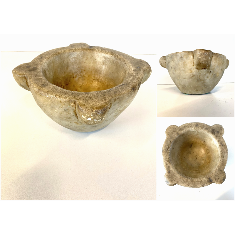 ANTICO MORTAIO MARMO FARMACIA ERBORISTERIA CUCINA  ø 19x9,5cm/h EPOCA '700