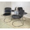 SET 4 SEDIA Willy Rizzo MOD. C2 IMPILABILE DESIGN ACCIAIO CROMATO CUOIO ANNI 70
